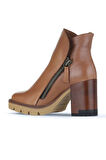 Bueno Shoes Kahverengi Amf Deri Kadın Topuklu Bot 01wz0801