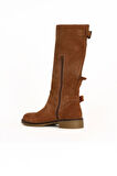 Bueno Shoes Taba Açık Süet Kadın Düz Çizme 01wd0500