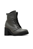 Bueno Shoes Gri Amf Deri Kadın Topuklu Bot 01wz7107