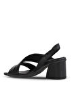 Bueno Shoes Siyah Deri Kadın Topuklu Sandalet 01wa3502