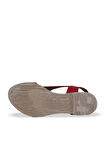 Bueno Shoes Kırmızı Deri Kadın Düz Sandalet 01we2301