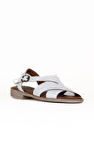 Bueno Shoes Beyaz Deri Kadın Düz Sandalet 01we2803