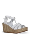 Bueno Shoes Beyaz Deri Kadın Dolgu Topuklu Sandalet 14ws72402