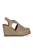 Bueno Shoes Bej Süet Kadın Dolgu Topuklu Sandalet 14ws72600
