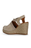 Bueno Shoes Bej Süet Kadın Dolgu Topuklu Sandalet 14ws72600