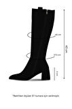 Bueno Shoes Siyah Süet Kadın Topuklu Çizme 33wc14535