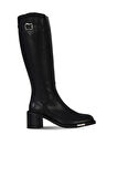 Bueno Shoes Siyah Deri Kadın Topuklu Çizme 33wc80010