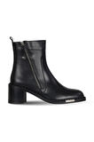 Bueno Shoes Siyah Deri Kadın Topuklu Bot 33wb80005
