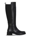 Bueno Shoes Siyah Flotter Deri Kadın Düz Çizme 33wc1170