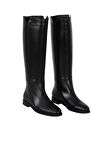 Bueno Shoes Siyah Deri Kadın Düz Çizme 33wc12520