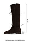 Bueno Shoes Kahverengi Süet Kadın Düz Çizme 33wc12520