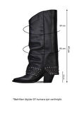 Bueno Shoes Siyah Deri Kadın Topuklu Çizme 39wc2376