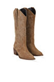 Bueno Shoes Taba Süet Kadın Topuklu Çizme 39wc1533