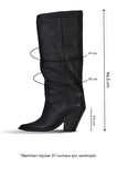 Bueno Shoes Siyah Deri Kadın Topuklu Çizme 39wc2864