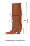 Bueno Shoes Taba Deri Kadın Topuklu Çizme 39wc2864