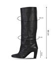 Bueno Shoes Siyah Deri Kadın Topuklu Çizme 39wc2958
