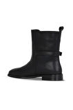 Bueno Shoes Siyah Deri Kadın Düz Bot 30wb25554