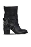 Bueno Shoes Siyah Deri Kadın Topuklu Bot 30wb8085
