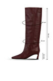 Bueno Shoes Bordo Deri Kadın Topuklu Çizme 42wc5840