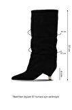 Bueno Shoes Siyah Süet Kadın Topuklu Çizme 42wc6386