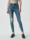 Tanya X Yüksek Bel Dar Paça Jean Pantolon