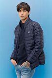 Regular Fit Normal Kesim Kapüşonlu Lacivert Şişme Mont
