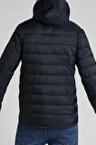 Regular Fit Normal Kesim Kapüşonlu Tam Fermuarlı Siyah Şişme Mont