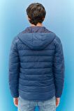 Regular Fit Normal Kesim Kapüşonlu Tam Fermuarlı Mavi Şişme Mont