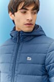 Regular Fit Normal Kesim Kapüşonlu Tam Fermuarlı Mavi Şişme Mont