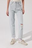 Carol Cropped Straight Fit Yüksek Bel Esnek Jean Kot Pantolon