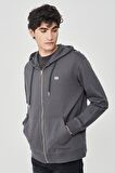 Regular Fit Normal Kesim %100 Pamuk Kapüşonlu Tam Fermuarlı Sweatshirt
