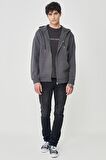Regular Fit Normal Kesim %100 Pamuk Kapüşonlu Tam Fermuarlı Sweatshirt