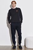 Regular Fit Normal Kesim %100 Pamuk Bisiklet Yaka Siyah Sweatshirt