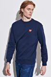 Regular Fit Normal Kesim %100 Pamuk Bisiklet Yaka Lacivert Swetshirt