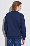 Regular Fit Normal Kesim %100 Pamuk Bisiklet Yaka Lacivert Swetshirt