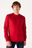 Regular Fit Normal Kesim %100 Pamuk Bisiklet Yaka Kırmızı Sweatshirt