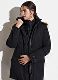 Regular Fit Normal Kesim Siyah Parka Ceket
