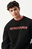 Riders By Lee Oversize Fit Bisiklet Yaka Şardonlu Siyah Sweatshirt