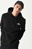 Riders By Lee Regular Fit Kapüşonlu Şardonlu Siyah Sweatshirt