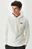 Riders By Lee Regular Fit Kapüşonlu Şardonlu Kırık Beyaz Sweatshirt