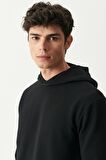 Riders By Lee Regular Fit Kapüşonlu Şardonlu Siyah Sweatshirt