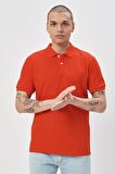Regular Fit Normal Kesim %100 Pamuk Polo Yaka Mercan Tişört