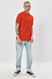 Regular Fit Normal Kesim %100 Pamuk Polo Yaka Mercan Tişört