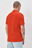 Regular Fit Normal Kesim %100 Pamuk Polo Yaka Mercan Tişört