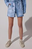 Regular Fit Normal Kesim %100 Pamuk Lastikli Bel Desenli Sweat Şort