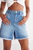 Donna Regular Fit Normal Kesim %100 Pamuk Açık Mavi Jean Kot Şort
