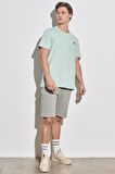 Regular Fit Normal Kesim %100 Pamuk Lastikli Bel Yeşil Sweat Şort
