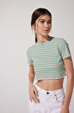 Slim Fit Dar Kesim Bisiklet Yaka Kısa Kollu Crop Renkli Esnek Tişört