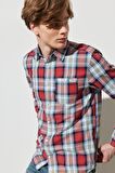Regular Fit Normal Kesim %100 Pamuk Kareli Uzun Kollu Gömlek