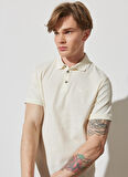 Regular Fit Normal Kesim %100 Pamuk Polo Yaka Ekru Tişört